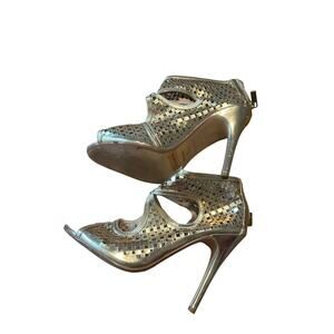 Anne Michelle Gold Y2K Style Gladiator Heels 7